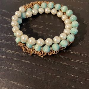 Faux pearl stacked bracelet